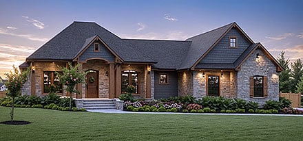 Contemporary Country Farmhouse Traditional Elevation of Plan 60180