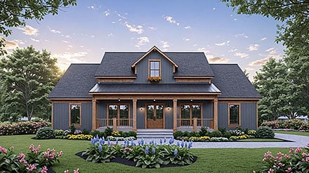 Contemporary Country Farmhouse Ranch Traditional Elevation of Plan 60184