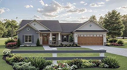 Cape Cod Farmhouse Ranch Traditional Elevation of Plan 60188