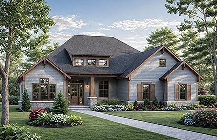 Cottage Country Craftsman Farmhouse Elevation of Plan 60191
