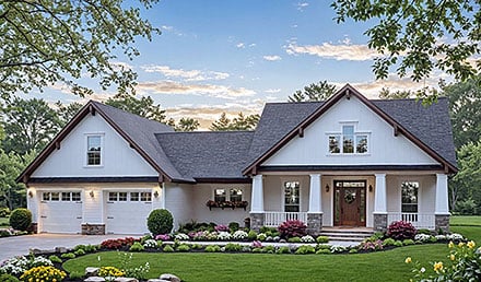 Craftsman Farmhouse Traditional Elevation of Plan 60196
