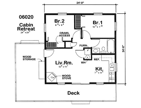 Cabin Traditional Level One of Plan 6020