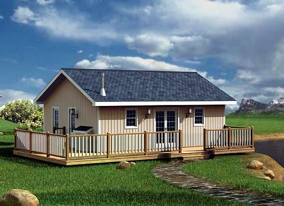 Cabin, Traditional House Plan 6020 with 2 Beds, 1 Baths Elevation