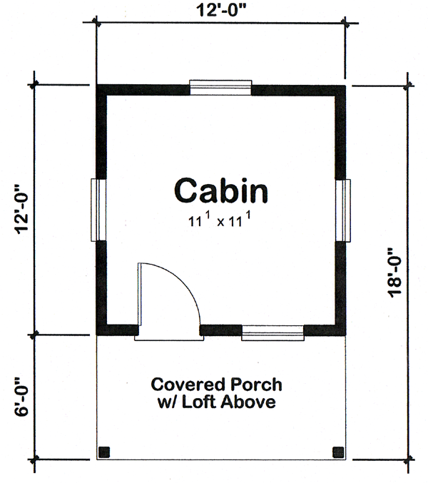 Cabin, Log House Plan 6024 with 1 Beds Level One