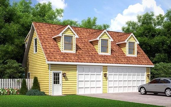 Cape Cod, Traditional 3 Car Garage Apartment Plan 6026 with 2 Beds, 1 Baths Elevation