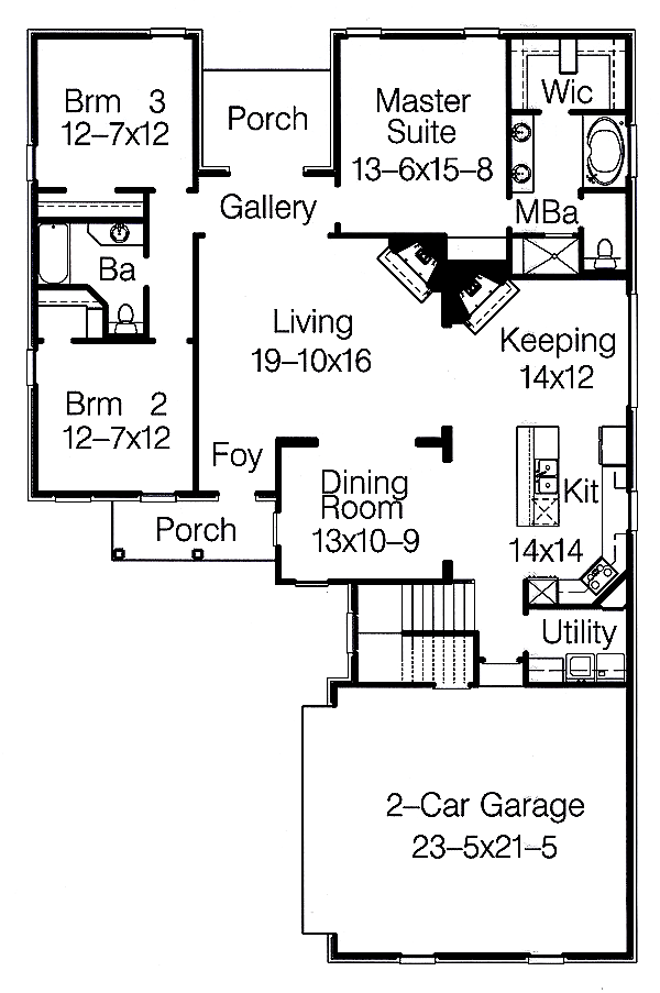 Plan 60293 | European House with 4 Bed, 3 Bath, 2 Car