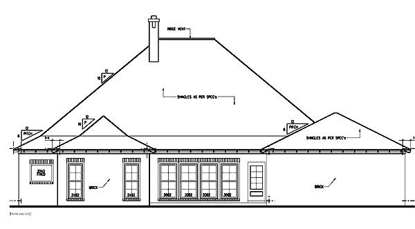 Colonial Rear Elevation of Plan 60333