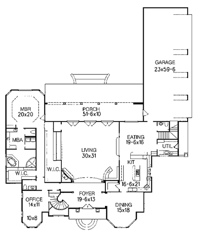 House Plan 60345 First Level Plan