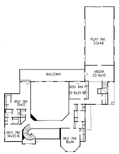 House Plan 60345 Second Level Plan