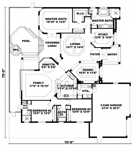 House Plan 60402 First Level Plan