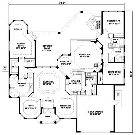 House Plan 60404 First Level Plan