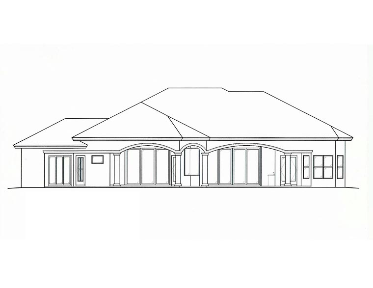 Florida Mediterranean Rear Elevation of Plan 60413