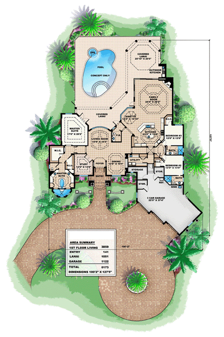 House Plan 60415 First Level Plan