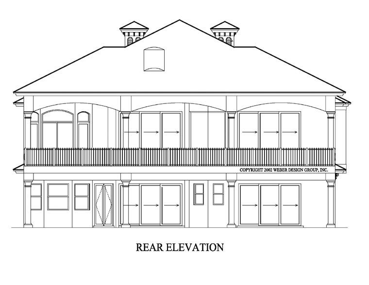 Coastal Florida Mediterranean Rear Elevation of Plan 60422