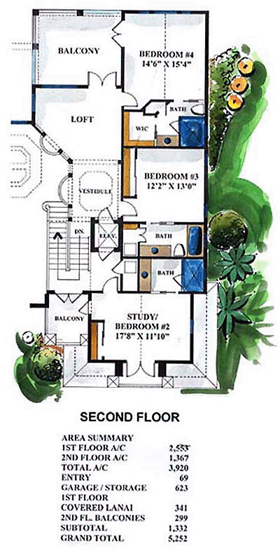 House Plan 60434 Second Level Plan