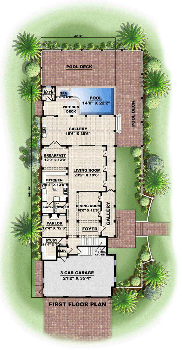 Florida Mediterranean Plantation Level One of Plan 60438