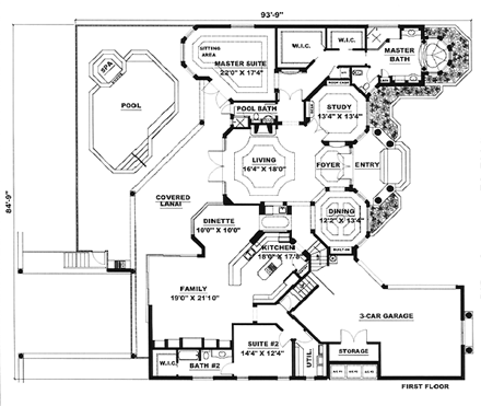 House Plan 60439 First Level Plan