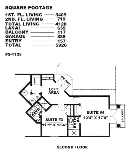 House Plan 60439 Second Level Plan