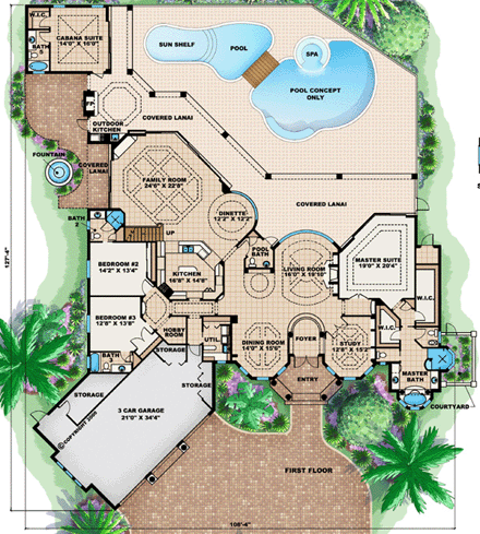 House Plan 60464 First Level Plan