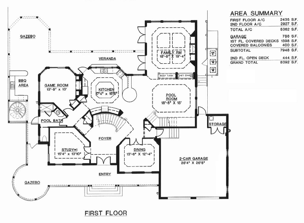 Florida Mediterranean Victorian Level One of Plan 60469