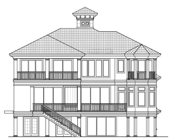 Florida Mediterranean Rear Elevation of Plan 60492