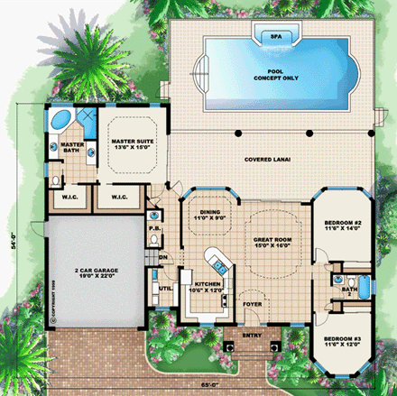 House Plan 60497 First Level Plan