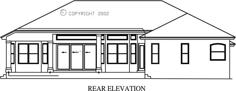 Florida Mediterranean Rear Elevation of Plan 60497