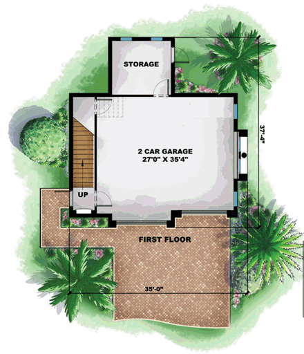 Garage Plan 60499 - 2 Car Garage Apartment First Level Plan