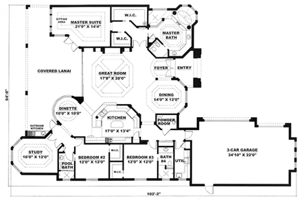 House Plan 60518 First Level Plan