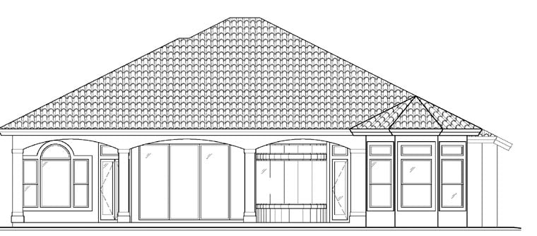 Florida Mediterranean Rear Elevation of Plan 60518