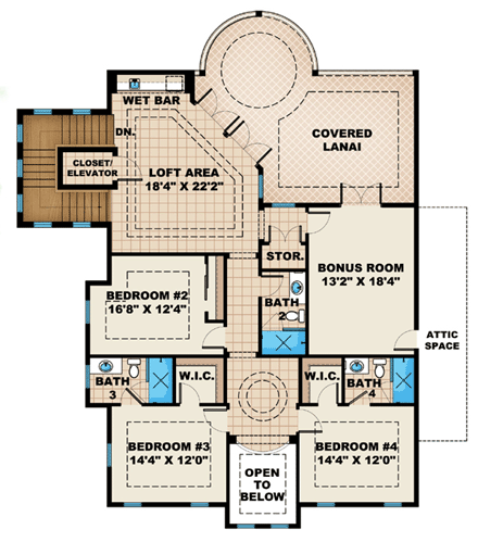 House Plan 60551 Second Level Plan