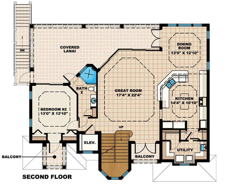 Coastal Florida Mediterranean Level Two of Plan 60556