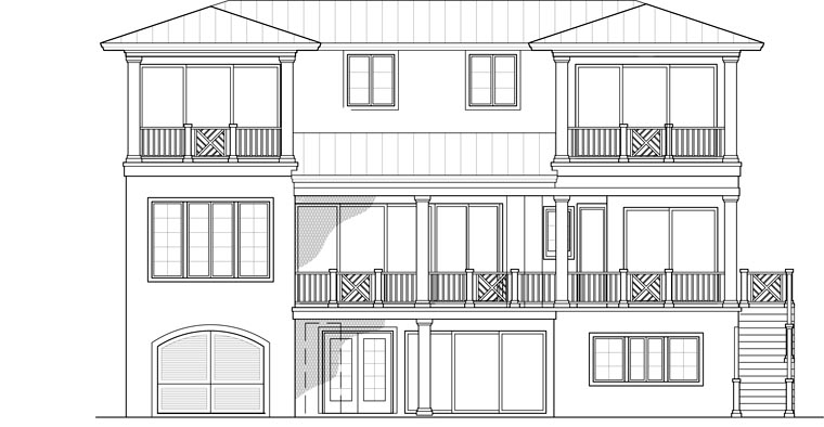 Coastal Florida Mediterranean Rear Elevation of Plan 60556