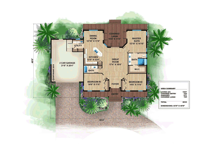 House Plan 60557 First Level Plan