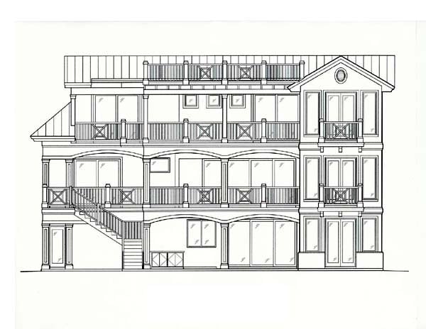 Coastal Florida Rear Elevation of Plan 60560