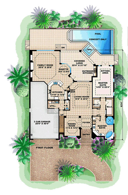 House Plan 60579 First Level Plan