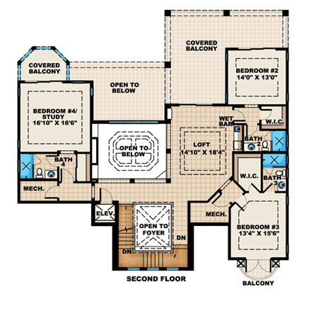 House Plan 60586 Second Level Plan