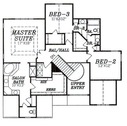 House Plan 60619 Second Level Plan