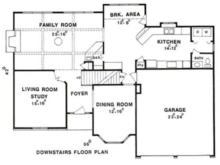 House Plan 60620 First Level Plan