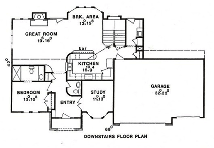 House Plan 60621 First Level Plan