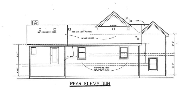  Rear Elevation of Plan 60638