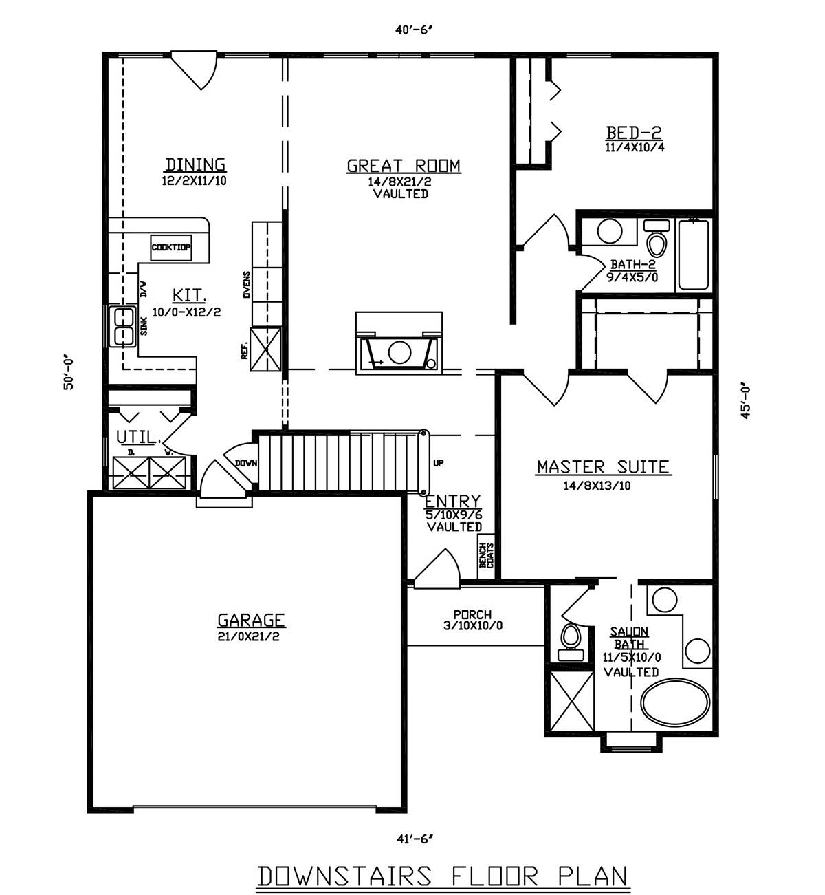 Cottage Traditional Level One of Plan 60668