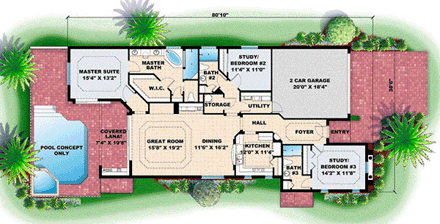 House Plan 60754 First Level Plan