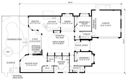 House Plan 60756 First Level Plan
