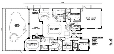 House Plan 60762 First Level Plan