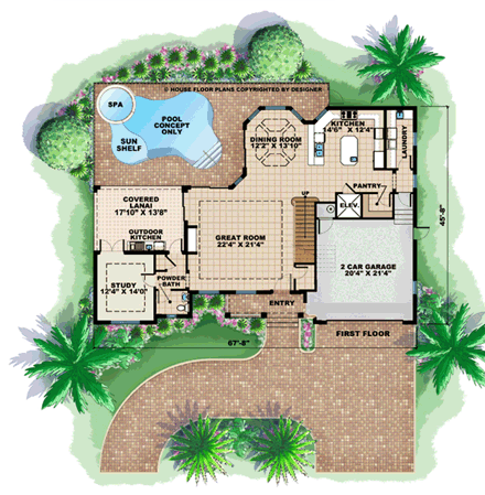 House Plan 60765 First Level Plan