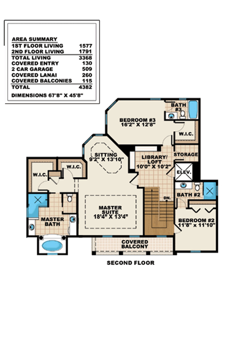 House Plan 60765 Second Level Plan