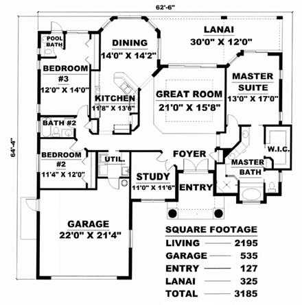 House Plan 60773 First Level Plan