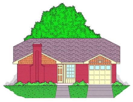 Country Ranch Traditional Elevation of Plan 60800
