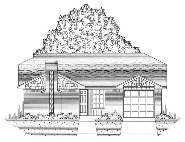 Country, Ranch, Traditional Plan with 1051 Sq. Ft., 3 Bedrooms, 2 Bathrooms, 1 Car Garage Picture 5